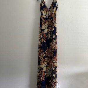 Windsor Navy/gold floral strappy maxi dress